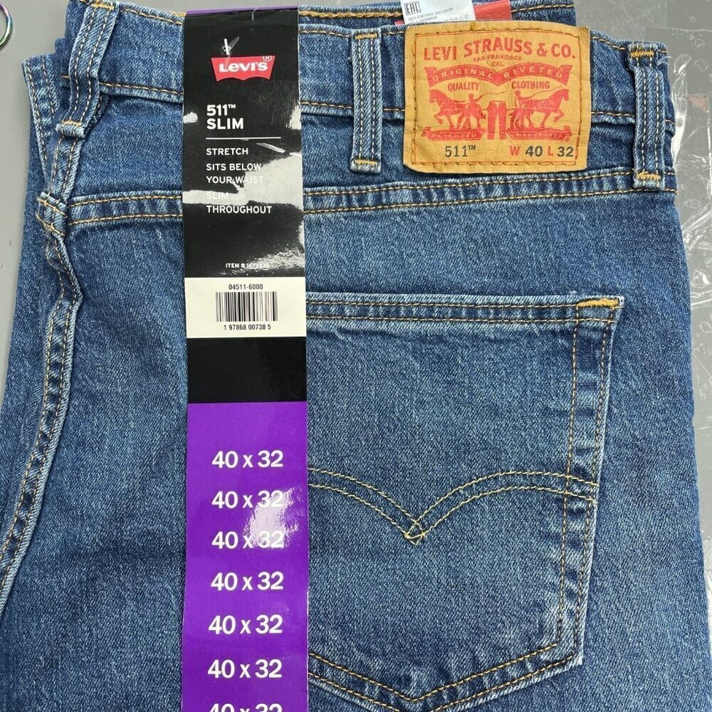 NEW Levis 511 Slim Straight Fit Jeans Men's Size 40x32 Stretch Denim - Picture 2 of 9